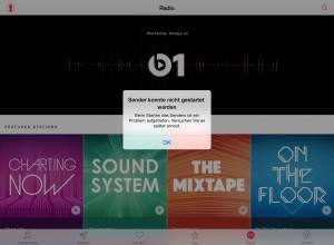 Apple Radio meldet: "Sender kann nicht gestartet werden"