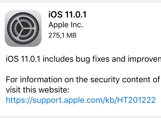 Apple schiebt bereits iOS 11.0.1 nach