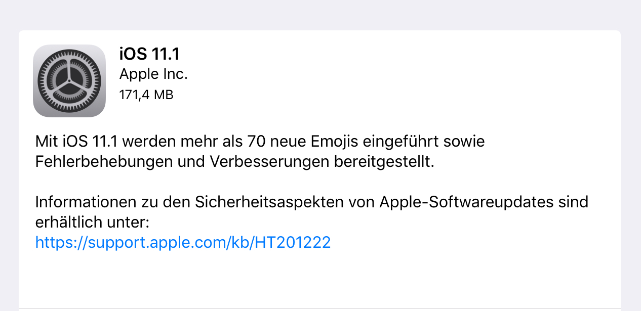 iOS 11.1 bereit zum Download