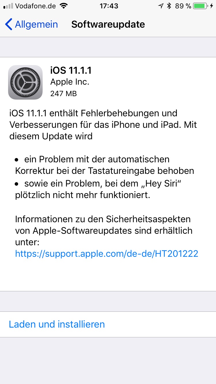 iOS 11.1.1 pünktlich zum 11.11. erschienen