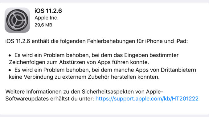 iOS 11.2.6 Update